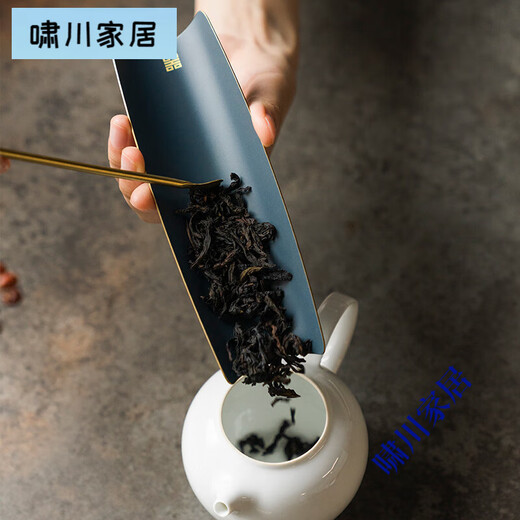 Wanqiantang brass lacquer tea spoon tea clip three-piece set tea dial high-end spoon Liujunzi Kung Fu tea set tea ceremony accessories blue