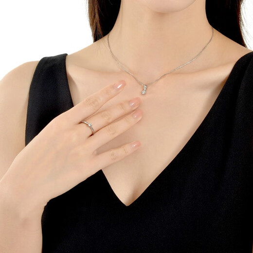 Chow Sang Sang diamond ring Pt900 platinum classic six prong set engagement diamond ring wedding full love diamond 79425R 13 circles/P900/main stone 35 points/G color/VS1 clarity