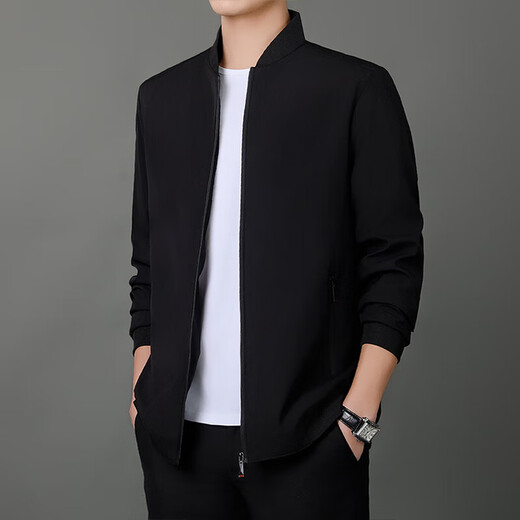 Middle-aged men's spring and autumn executive jackets, business casual, versatile and trendy, large size men's stand-up collar tops for men BSL-JK661 Khaki (heavy high-quality model) 3XL (recommended 135-150Jin Jin is equal to 0.5 kg)