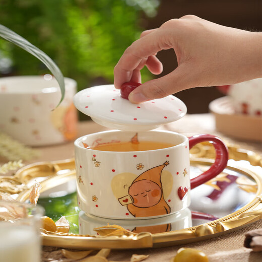 Star Man Cup Wedding Gift Couple Water Cup Tea Set Ceramic Kettle Mug Afternoon Tea Gift Box Star Man Stacking Cup and Pot Set (Gift Box + Gift Bag