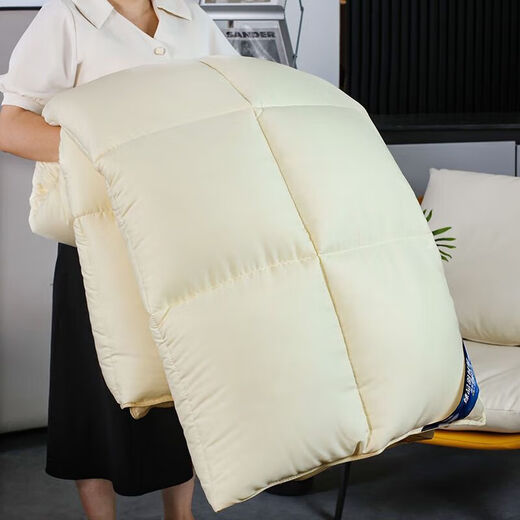 水星家纺出品95白鹅绒被子春秋被冬被保暖双人鸭绒被芯羽绒被加厚 8/*686黄+灰[已通过质检] 150x200cm8斤加厚冬被