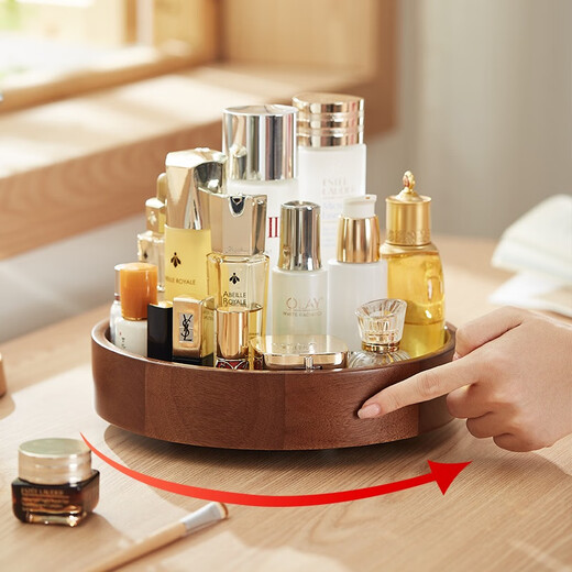 Chuxin wooden solid wood rotating dust-proof cosmetics storage box dressing table desktop storage rack skin care product lipstick storage rack square cosmetics storage box