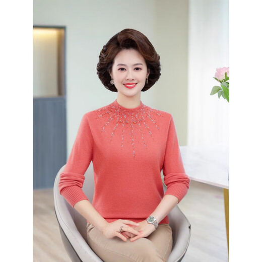 Ordos city specialty women's cashmere sweater autumn and winter new mother's sweater women's cashmere sweater with warm sweater camel 4XL 160-175Jin Jin equals 0.5 kg