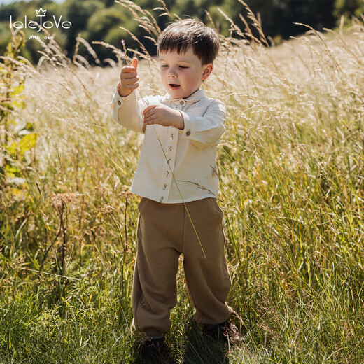 LELE JOVE children's shirt for boys long-sleeved cotton versatile thin early autumn new style 25 daylight white 80 cm