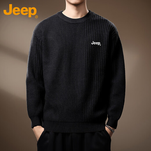 JEEP Jeep Sweater Men's Winter Warm Casual Heavy Bottoming Sweater Men's Tops Men's Clothes Army Green L