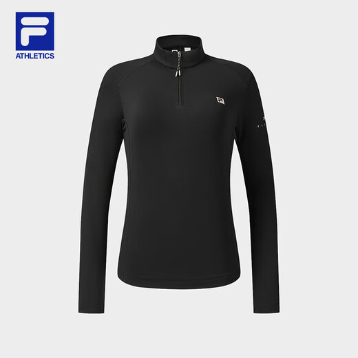FILA official women's knitted long-sleeved shirt 2025 winter fitness sports plus velvet half-zip long T