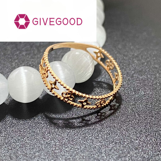 Givegood Rose Gold Flower Ring Hollow Ring atmosphérique Fashion Women's Ring Brand White Gold 18K Rose Gold: 14087G