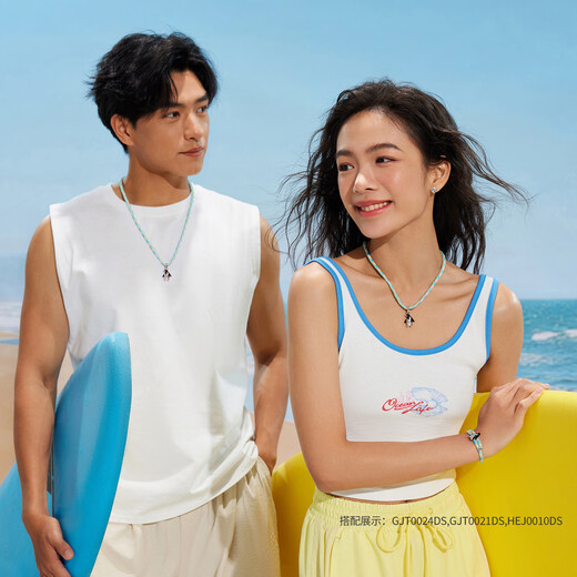 Lukfook Jewelry Platinum Ocean Series Platinum 950 Penguin Colorful Brushed Platinum Pendant with Eco-Friendly Rope Couple Model GJT0024DS Gold Weight 7.12 Grams