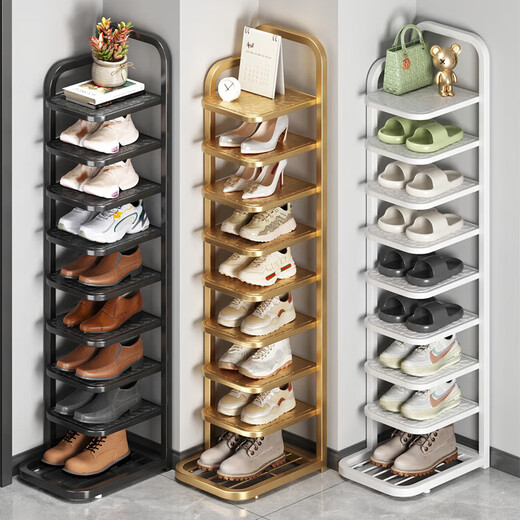 Simple shoe rack at the entrance of the house, multi-layer household iron art, installation-free vertical simple shoe cabinet, single layer load-bearing 1-2kg, elegant white 10-layer shoe rack