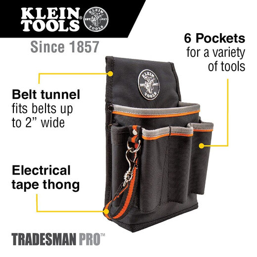 Klein Tools 5240 Tradesman Pro Tool Bag 9 Pocket Tunnel Ring Black One Size