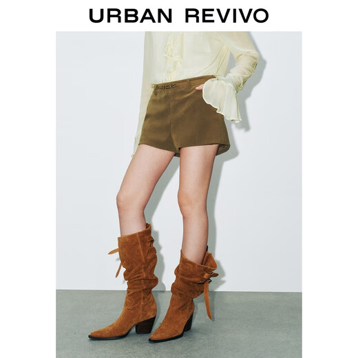 UR2025 Herbst neue Frauenkleidung Charm Wildleder Schnalle Gürtel Ultra Short Shorts UWG650068 Dunkelbraun (kurz) m