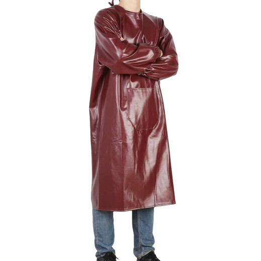 JCZS German waterproof and oil-proof apron suit labor protection leather jacket men's and women's work clothes extended and thickened pig and fish killing smock black 1.2 meters waterproof and oil-proof/comfortable and durable