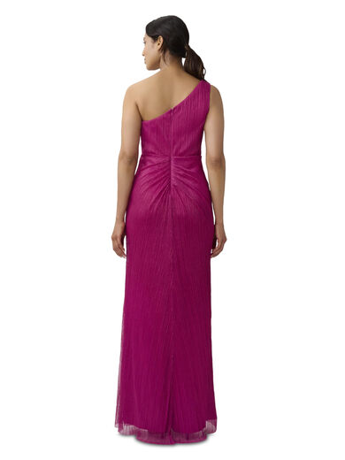 Adrianna Papell Women's Stardust Pleated Draped Gown Fuchsia 4
