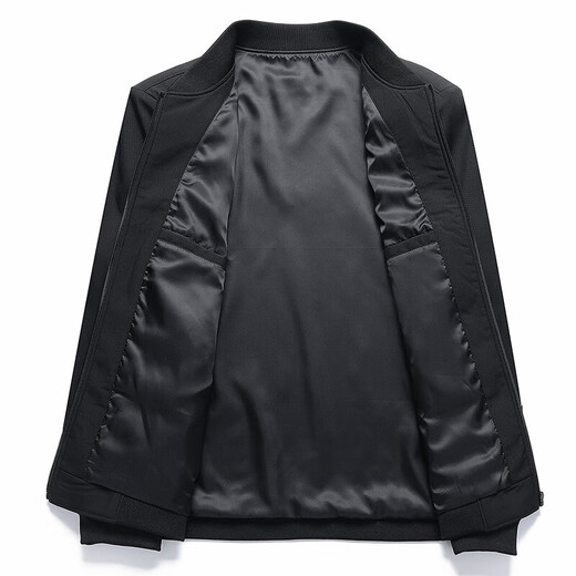 Middle-aged and elderly men's baseball collar jacket, middle-aged men's spring and autumn dad stand-up collar jacket, business casual tops, navy blue 2XL 185 yards 140-155Jin Jin equals 0.5 kg