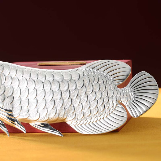 Silverbait 999 pure silver arowana silver ornaments such as fish, water tea, pet tea ornaments, arowana, arowana, silver weight about 10 grams