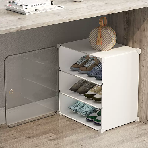 Yusenyi College Student Dormitory Shoe Cabinet Shoe Storage Artifact Shoe Box Storage Box Transparent Office Simple Folding Small Shoe Rack 1 row 2 layers under the white table or under the bed