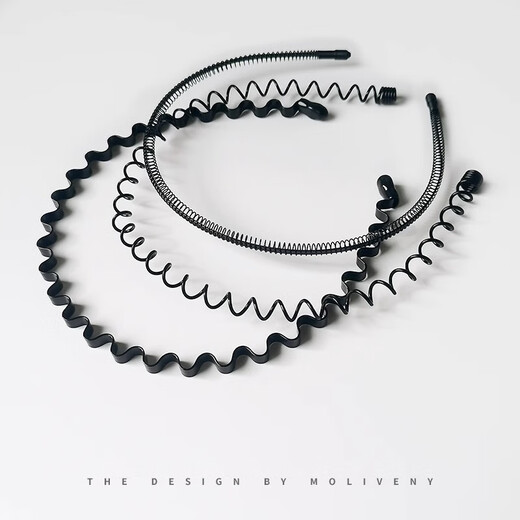 Hesi language black metal headband for face washing, movement, invisible back, hair pressing, fixed headband, non-restrictive hair card, unisex hairband, big wave style