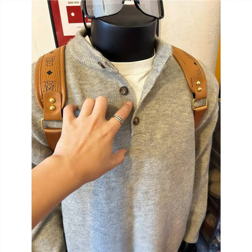 Jufeng light gray Henry collar sweater for men in autumn and winter American retro inner sweater cleanfit lazy style jacket black 2XL (suitable) 145-160Jin Jin is equal to 0.5 kg