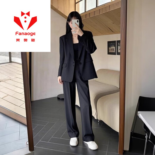 FANAOGE black suit suit for women spring and autumn new style college student defense interview professional suit student union formal workwear tie + suit + white shirt + pants four-piece set M recommended 95-110 Jin Jin equals 0.5 kg Urgent items will be sent on the same day - contact customer service for SF Express