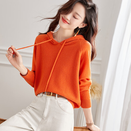 Shexi (Srcr) pure wool sweater autumn and winter all wool hooded sweater 100% wool urban casual sweater sweater