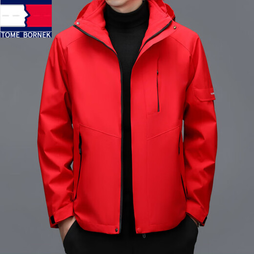 TOME BORNEK Tommy light luxury men's high-end jacket men's three-in-one jacket autumn and winter velvet thickened windproof jacket men's gray XL