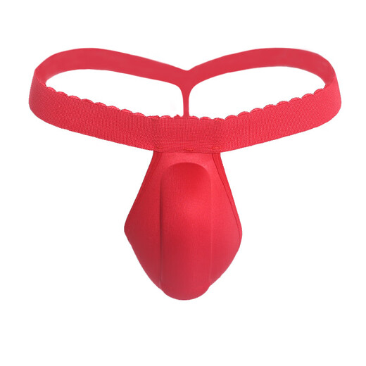 Huaiyi 3D three-dimensional cup thong men's sexy underwear sponge padded T-shaped shorts elastic low-waisted single thong shorts red one size fits all - recommended 90-170 Jin Jin equals 0.5 kg