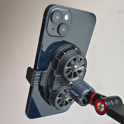POLIGU live broadcast mobile phone holder with semiconductor radiator cooling artifact rechargeable refrigeration desktop silent overhead shot 360 upgraded aluminum alloy double-arm holder + semiconductor radiator