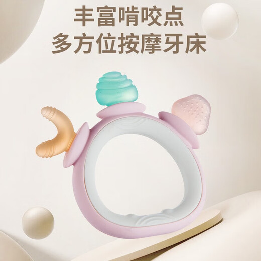 Baby silicone ring-shaped molar stick bite gum small month old baby anti-eating hand training hand grip oral teething gum green