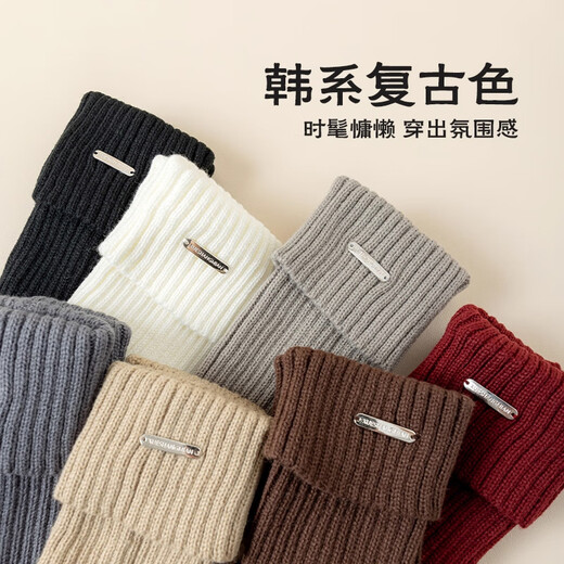 Yu Zhaolin children's socks for autumn and winter thickened and warm girls' pile socks Korean version solid color knitted calf covers for middle and large children