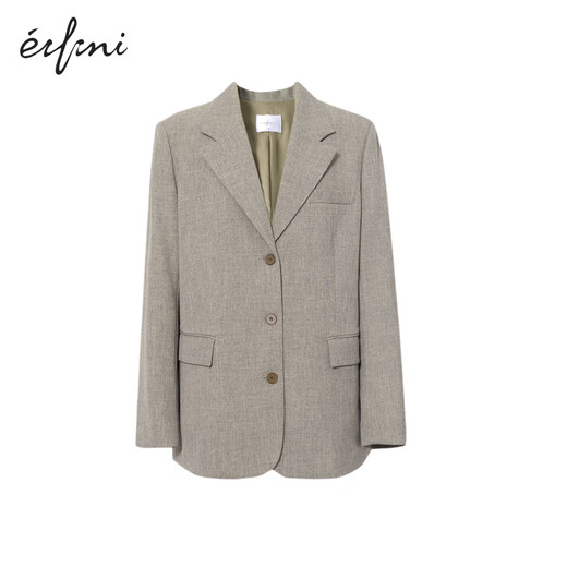Eifini eifini contrasting color small wide shoulder single-breasted suit for women 2025 autumn new classic temperament casual commuter jacket gray green L