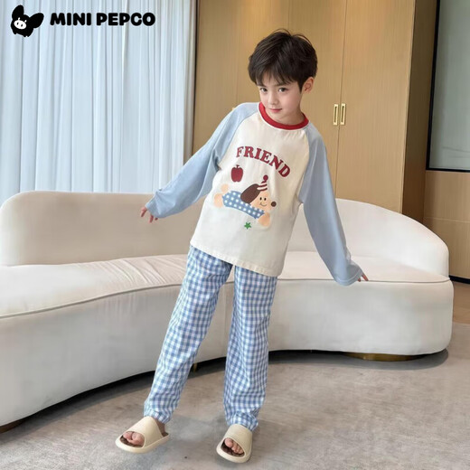 
Little pig Banner children's autumn pajamas girls cartoon autumn clothes autumn pants girl internet celebrity home clothes baby boy long sleeve underwear set pink 130 cm