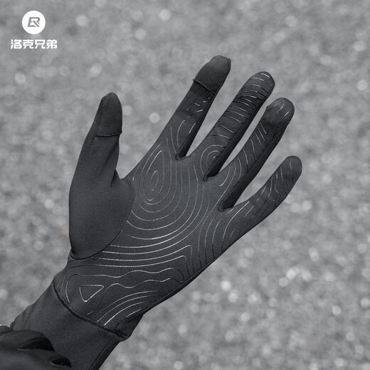Rock Brothers Cycling Gloves Full Finger Fleece Warm Autumn and Winter Touch Screen Men's and Women's Long Finger Road Cycling Gloves Black XL
