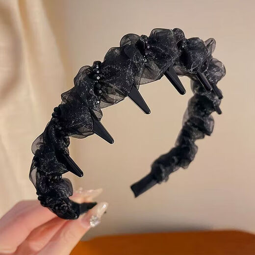 Flash diamond Louis Princess of Paris headband light luxury women's 2025 new fluffy high skull hairpin face wash headband flash diamond gauze headband black