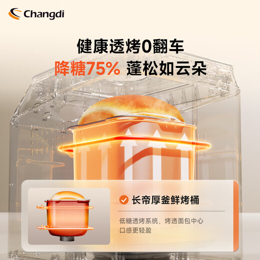 Changdi (changdi) national subsidy 2025 new bread machine fully automatic all-in-one home dough mixer can be reserved breakfast machine toaster toaster small household appliances high success rate Panda full low sugar bread machine light version white