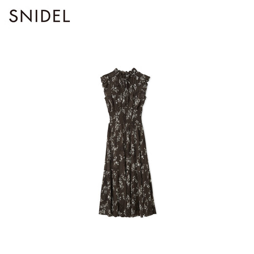 
SNIDEL2025 autumn and winter new product elegant ruffled small flying sleeve printed tea break dress SWFO254139 Ivory white M (1)