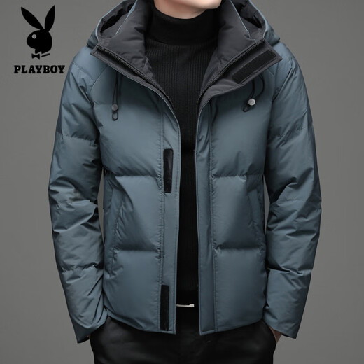 Playboy (Playboy) Winter Youth warme Kapuze -Down -Jacke 90 weiße Ente Down New Herren Short Dick Down Jacket Trend Blue 9902 2xl 185
