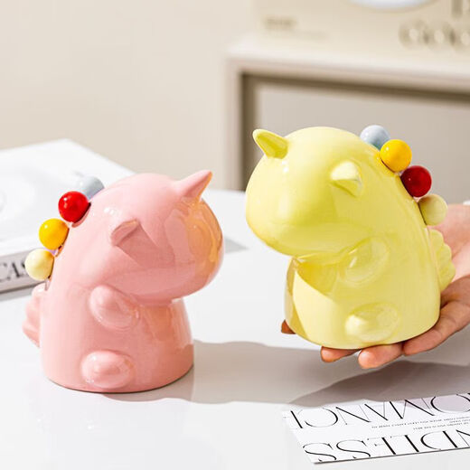 Unicorn Fruit Light Luxury Ceramic Tableware Set Home Cute High-grade Stainless Steel Storage Safe Fruit Fork Ceramic Macaron Fruit Green Unicorn + 6 Forks