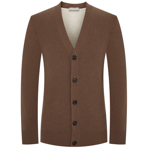 Angel Bird Cardigan Men's Autumn Men's Business Casual Cardigan V-neck Pure Wool Versatile Long-Sleeved Sweater Jacket Men Gravel Color L -48(175/96)