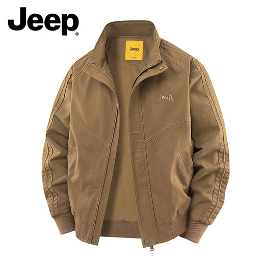 Jeep (JEEP) American genuine American cotton work jacket top men's spring and autumn trendy brand heavyweight stand-up collar flight jacket autumn and winter black regular shopping mall same style XL suitable for 145Jin Jin equals about 0.5 kg