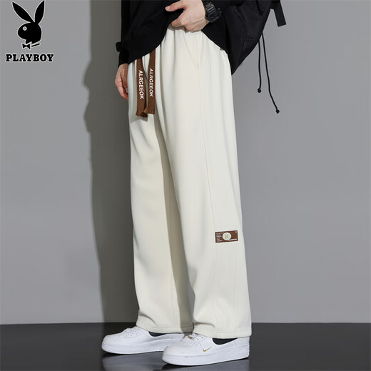 Playboy (PLAYBOY) pants men's straight casual pants men's autumn and winter high-end trousers loose wide-leg trendy sports pants