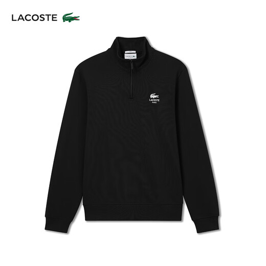 LACOSTE crocodile français hommes et femmes même style 25 automne et hiver nouvelle mode sweat-shirt à demi-zip | SH2735 031/noir M