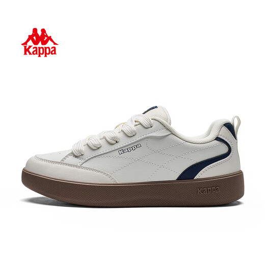 Kappa -Frauenschuhe, Low Top Board -Schuhe, weiche Sohle von Frauen 2025 Herbst Neue, vielseitige weiße Schuhe lässige dicke Sohle für Frauen, Winter weiß/dunkelblau, Single -Layer 38 (235 mm)