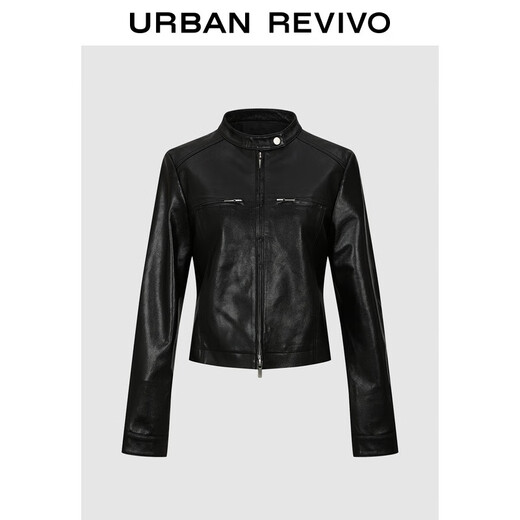 UR2025 new autumn style women's trendy motorcycle stand-up collar zipper short leather jacket UWJ150061