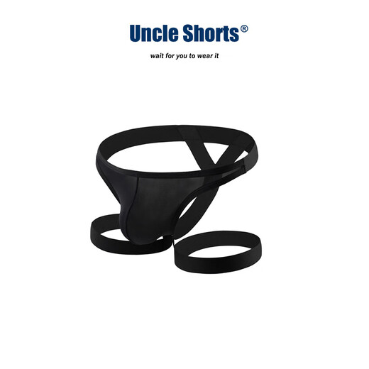 Uncle Shorts black thong men's sports sexy straps low waist hip lifting ice silk briefs black_sporty sexy thong briefs M _100-125Jin Jin equals 0.5 kg