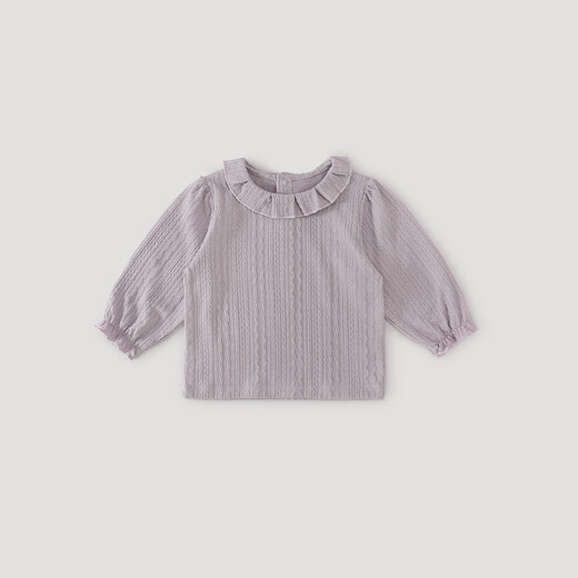 Bali piggy baby girl T-shirt autumn long-sleeved clothes children's autumn clothing sweet and cute lace doll shirt spring and autumn girls' tops Orchid Purple 90