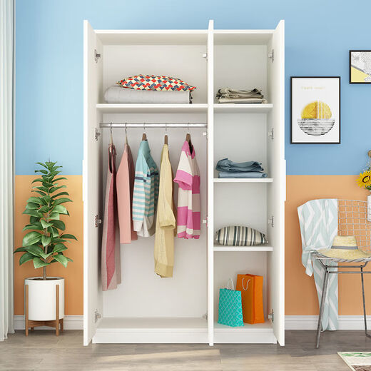 Jiefei Wardrobe Home Bedroom Economical Simple Rental House Solid Wooden Style Modern Simple Small Apartment Storage Cabinet Light Walnut Color Hot Sale Promotion Jianyi Style 2 Doors // 1.2 Height 60 Width 40 Depth