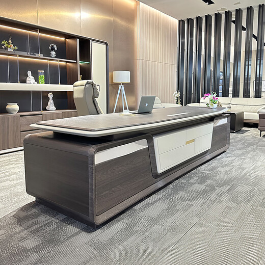 Qiheng (XIIBLC) New Light Luxury Executive Desk Boss Desk Chairman President Desk Office Desk and Chair Combination High-end Manager Desk 3.2 Meter Boss Desk