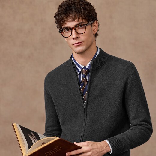 Judger 100% sheep wool Judger men's wool cardigan 2025 autumn and winter new half turtleneck zipper sweater jacket