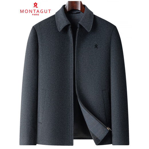 Montagut cashmere jacket for middle-aged men with lapel autumn and winter business casual loose jacket dad jacket woolen wool dark gray L 175/92A
