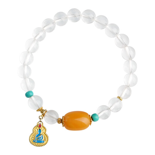 Potala Palace White Crystal Beeswax Bracelet Turquoise 925 Silver Zodiac Year Transfer Bead Bracelet Men and Women Birthday Gift